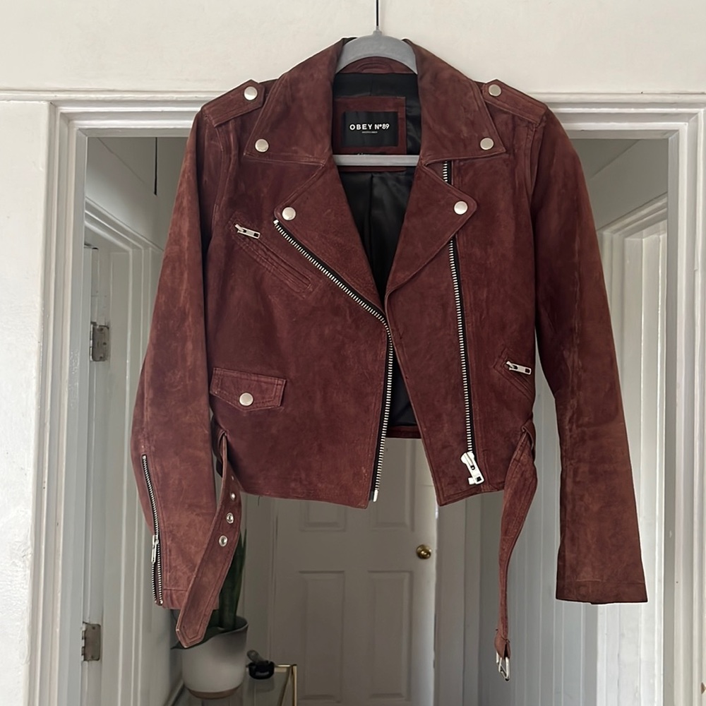 OBEY Suede Motorcycle Jacket SMALL